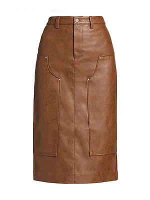 Amos Faux Leather Midi Skirt