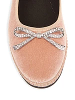 Crystal-Embellished Velvet Ballet Flats