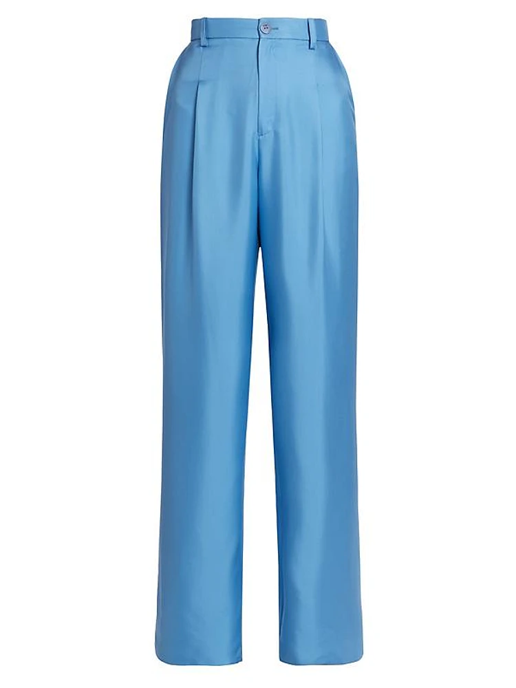 Silk Relaxed Pleated Pants