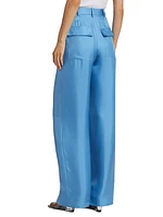 Silk Relaxed Pleated Pants