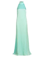 Satin Halter A-Line Gown