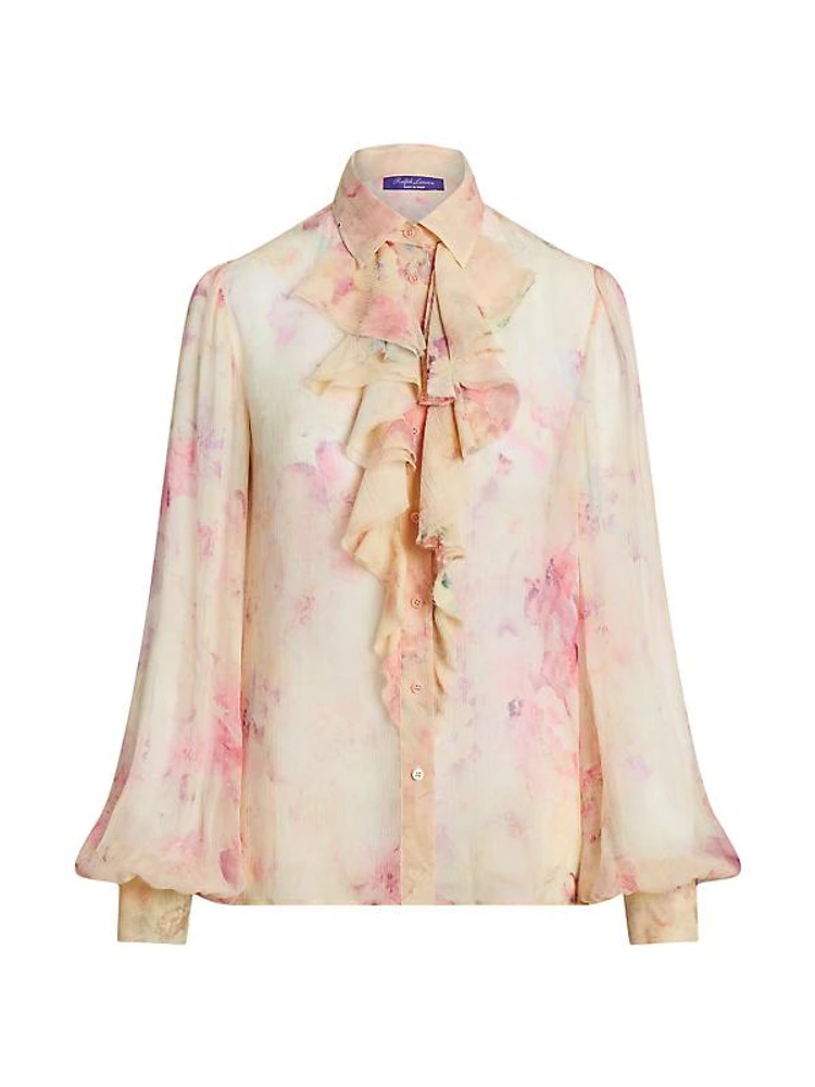 Dylon Floral Silk Chiffon Blouse