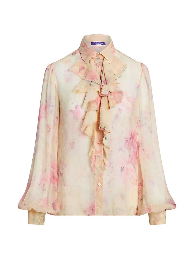 Dylon Floral Silk Chiffon Blouse