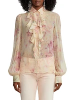 Dylon Floral Silk Chiffon Blouse