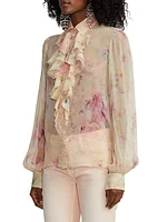 Dylon Floral Silk Chiffon Blouse