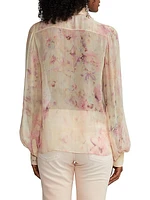 Dylon Floral Silk Chiffon Blouse