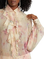 Dylon Floral Silk Chiffon Blouse