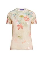 Sequined Tulle Floral Tee