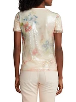 Sequined Tulle Floral Tee