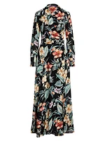 Floral Wrap Linen-Blend Maxi Dress