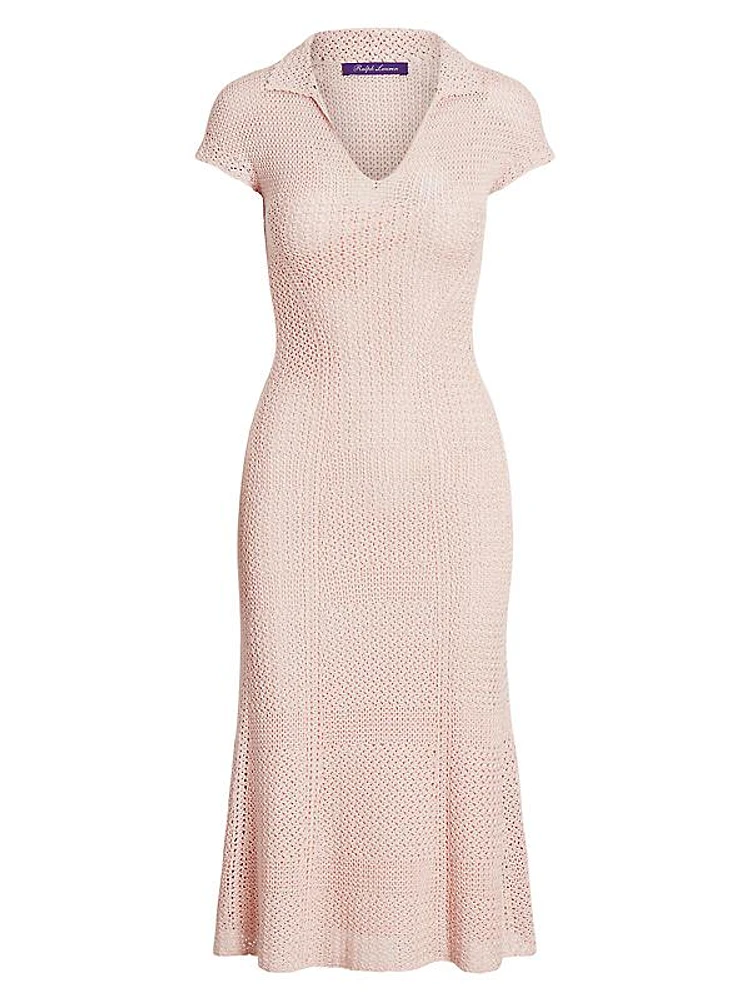 Crocheted Polo Midi-Dress