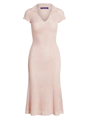 Crocheted Polo Midi-Dress