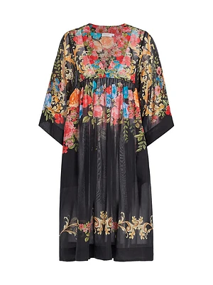 Black Royal Easy Cotton & Silk Cover-Up Dress