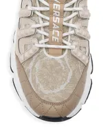 Leather & Jacquard Barocco Low-Top Sneakers