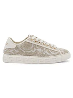 Barocco & Leather Low-Top Sneakers