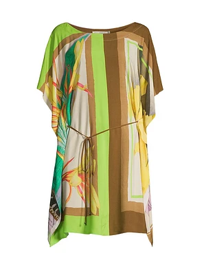 Destinos Belted Print Knee-Length Kaftan