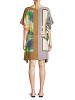 Destinos Belted Print Knee-Length Kaftan