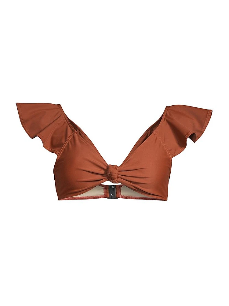 Orelia Flutter-Sleeve Bikini Top