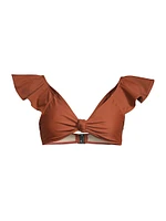 Orelia Flutter-Sleeve Bikini Top