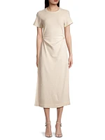 Aurora Cotton Tucked Midi T-Shirt Dress