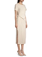 Aurora Cotton Tucked Midi T-Shirt Dress