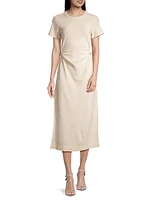 Aurora Cotton Tucked Midi T-Shirt Dress