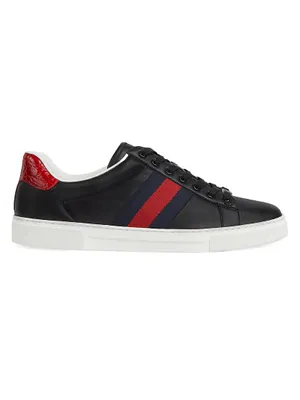 Ace Leather Web Low-Top Sneakers