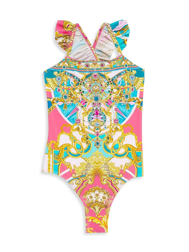 Little Girl's & Frill Strap One-Piece Swimsuit