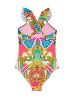 Little Girl's & Frill Strap One-Piece Swimsuit