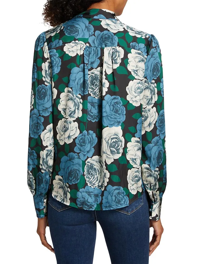 Cleobelle Floral Tie-Neck Blouse