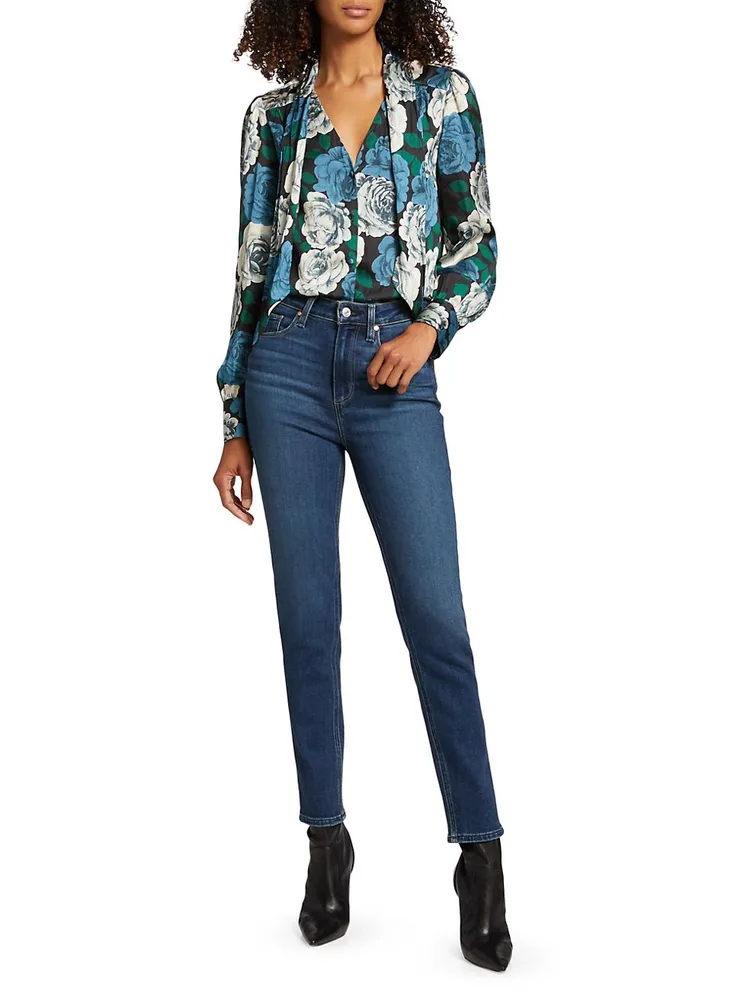 Cleobelle Floral Tie-Neck Blouse