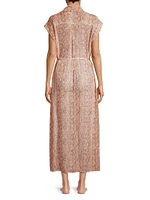 Melanie Sheer Snake Shirtdress Cover-Up