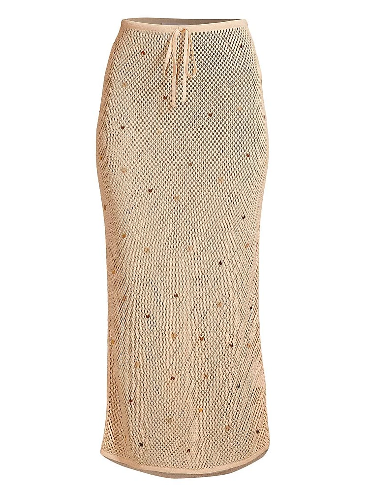 Briar Sequin-Embellished Mesh Knit Maxi Skirt