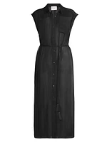 Melanie Sheer Tie-Waist Shirtdress Cover-Up