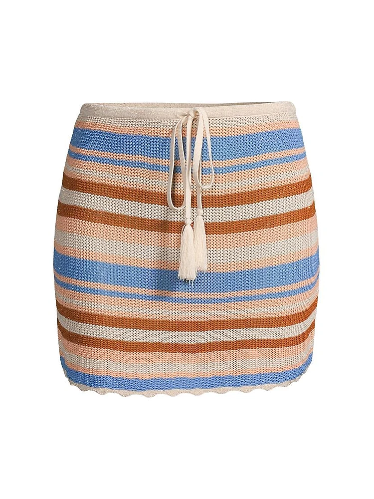 Ari Striped Knit Drawstring Miniskirt