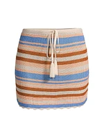 Ari Striped Knit Drawstring Miniskirt