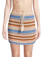 Ari Striped Knit Drawstring Miniskirt