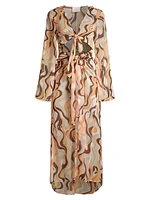 Talita Abstract Tie-Knot Cover-Up Midi-Dress