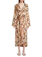 Talita Abstract Tie-Knot Cover-Up Midi-Dress