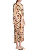 Talita Abstract Tie-Knot Cover-Up Midi-Dress