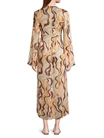 Talita Abstract Tie-Knot Cover-Up Midi-Dress