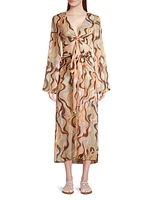 Talita Abstract Tie-Knot Cover-Up Midi-Dress