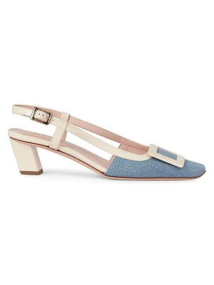 Belle Vivier 45MM Denim Slingback Pumps