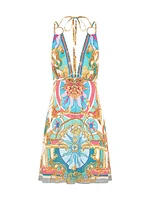 Abstract-Print Silk Sleeveless Minidress