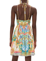 Abstract-Print Silk Sleeveless Minidress