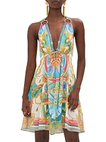 Abstract-Print Silk Sleeveless Minidress