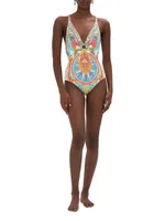 Abstract One-Piece Swimsuit