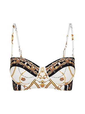 Abstract-Print Underwire Bikini Top