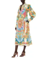 Abstract-Print Linen Shirtdress