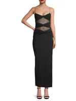 Montana Twisted Mesh-Insert Maxi Dress